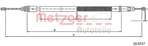 METZGER 10.4737 Hand brake cable Left Rear, Right Rear, Right, 1495/1275mm, COFLE