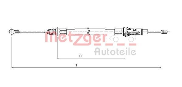 METZGER 10.6854 Hand brake cable Left Rear, Right Rear, Left, 1737/1439mm, COFLE