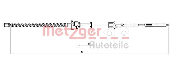 METZGER 10.7134 Hand brake cable Left Rear, Right Rear, Right, 1392/798mm, Drum Brake, COFLE