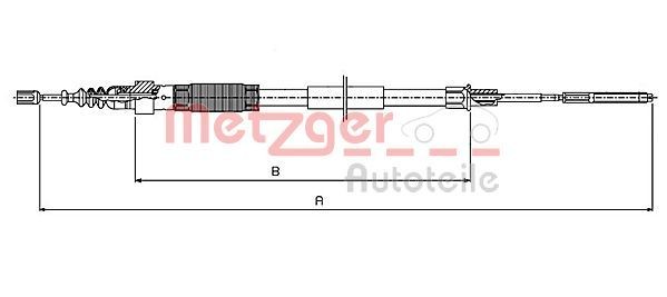 METZGER 10.7408 Hand brake cable Left Rear, Right Rear, Left, 1655/1195mm, Disc Brake, COFLE