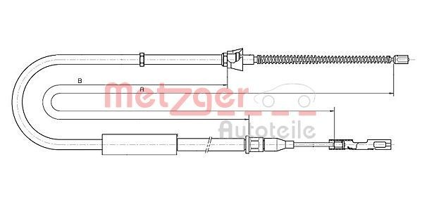 METZGER 10.7515 Hand brake cable Left Rear, Left, 1057/795mm, Drum Brake, COFLE
