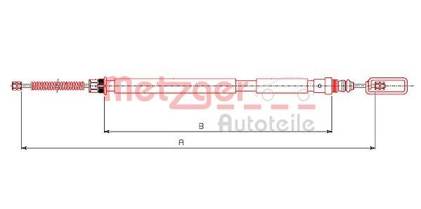 METZGER 491.4 Hand brake cable Right Rear, 2286/2063mm, Drum Brake, COFLE