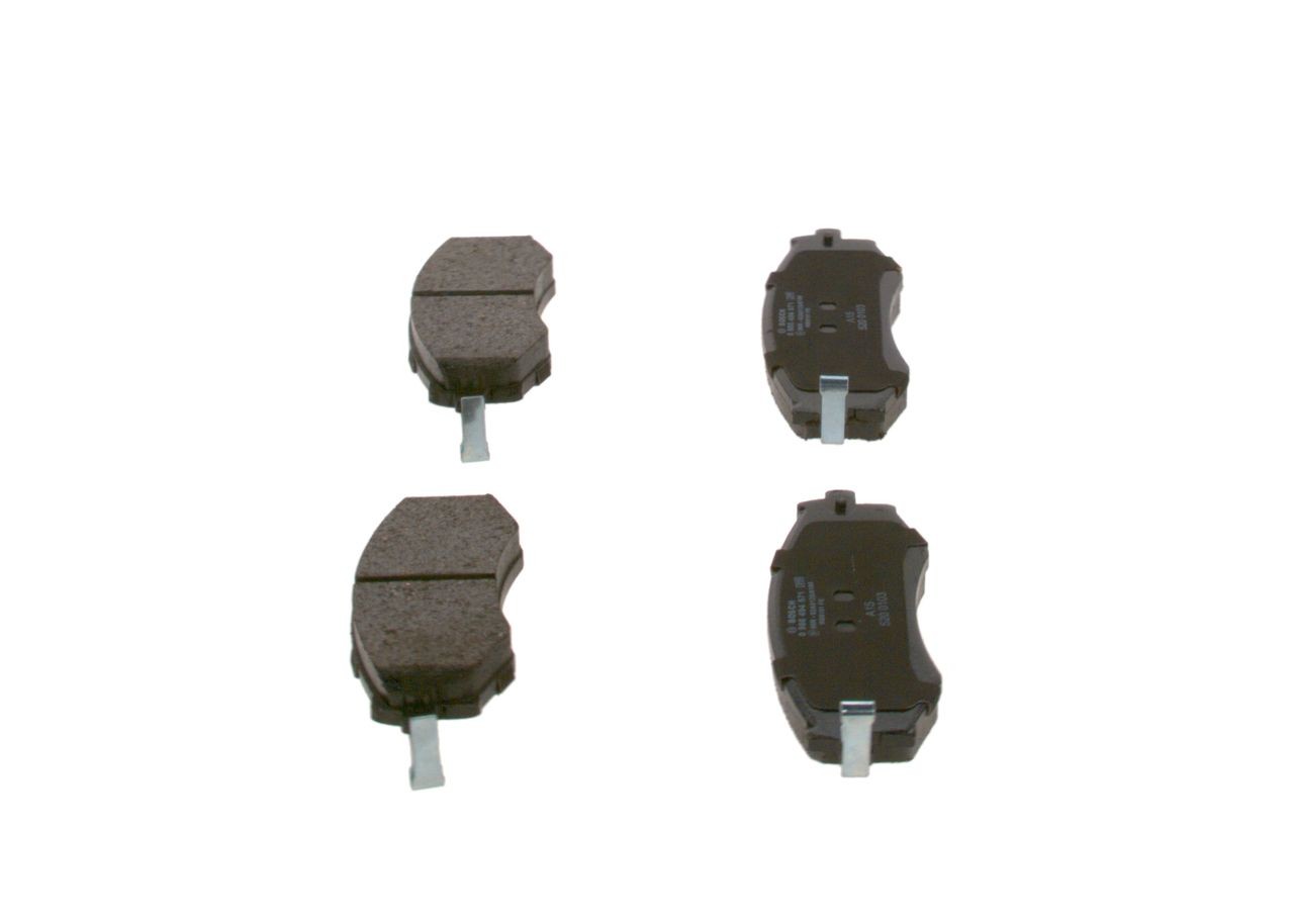 0986494571 Set of brake pads 0 986 494 571 BOSCH Low-Metallic, with acoustic wear warning, with anti-squeak plate