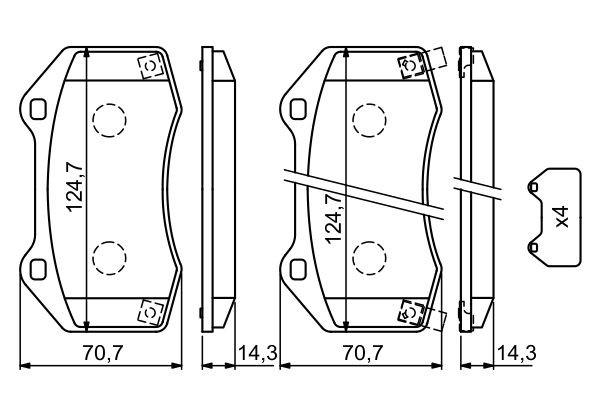 BOSCH 0 986 494 718 Brake pad set Low-Metallic, with acoustic wear warning, with anti-squeak plate
