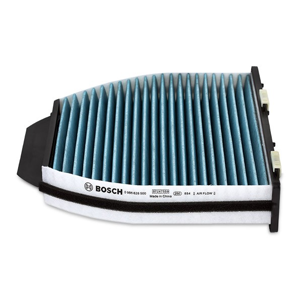 0986628500 Air con filter A 8500 BOSCH Activated Carbon Filter, with anti-allergic effect, with antibacterial action, Particulate filter (PM 2.5), 264 mm x 284 mm x 78,5 mm, FILTER+