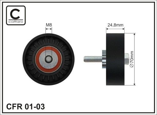 CAFFARO 01-03 Deflection / Guide Pulley, v-ribbed belt