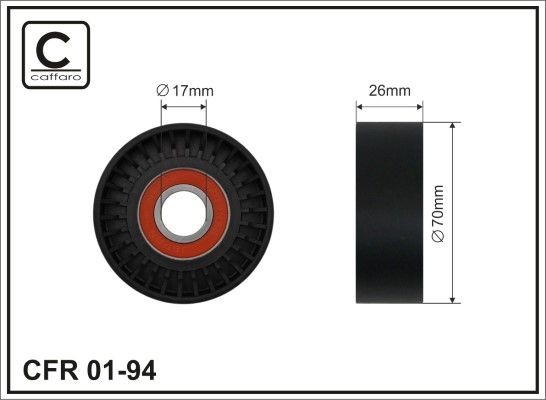 CAFFARO Ø: 70mm, Width: 26mm Tensioner pulley, v-ribbed belt 01-94 buy