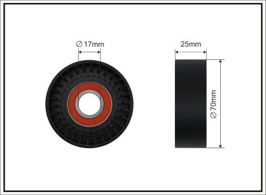 CAFFARO Ø: 70mm, Width: 25mm Tensioner pulley, v-ribbed belt 01-99 buy