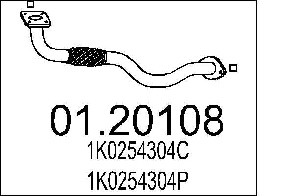 MTS 01.20108 Exhaust Pipe Length: 850mm, Front, for centre muffler