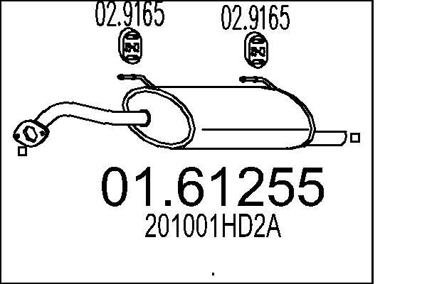 MTS 01.61255 Rear silencer Length: 1000mm