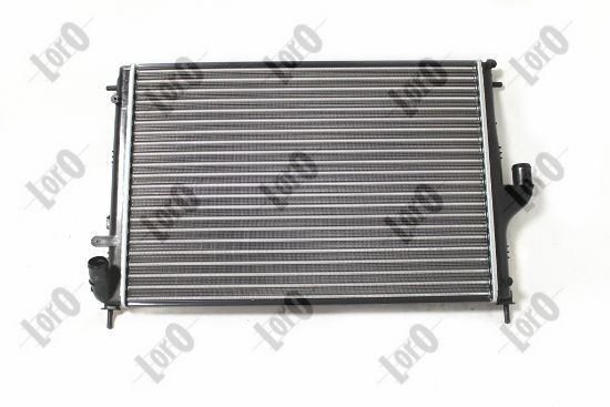 ABAKUS 010-017-0002 Engine radiator Aluminium, for vehicles with air conditioning, 586 x 415 x 23 mm, 5-Speed Manual Transmission