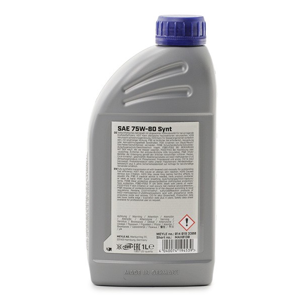 0140193300 Transmission fluid MEYLE SAE 75W-80 Synt. review and test