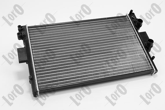 ABAKUS 022-017-0001 Engine radiator Aluminium, for vehicles without air conditioning, 650 x 452 x 34 mm, Manual Transmission