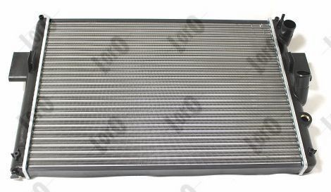 ABAKUS 022-017-0004 Engine radiator Aluminium, for vehicles without air conditioning, 640 x 470 x 34 mm, Manual Transmission