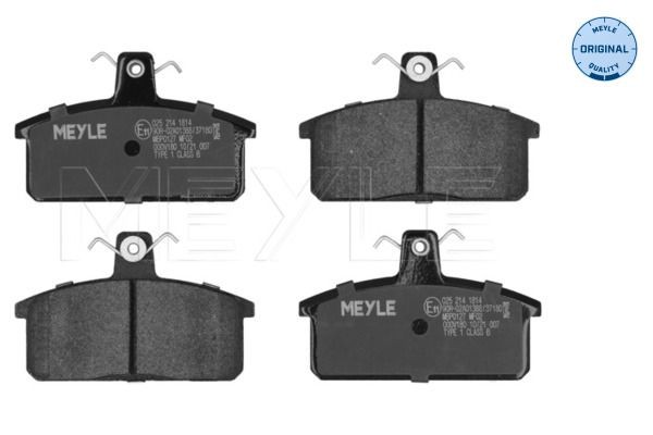 MEYLE 025 214 1814 Brake pad set ORIGINAL Quality, Front Axle, not prepared for wear indicator, with anti-squeak plate