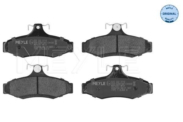 025 232 3714 MEYLE Brake pad set CHEVROLET ORIGINAL Quality, Rear Axle, not prepared for wear indicator, with anti-squeak plate