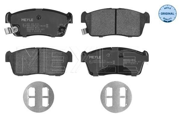 23508 MEYLE ORIGINAL Quality, Front Axle, with acoustic wear warning, with anti-squeak plate Height: 45,6mm, Width: 108,4mm, Thickness: 15,2mm Brake pads 025 235 0715 buy