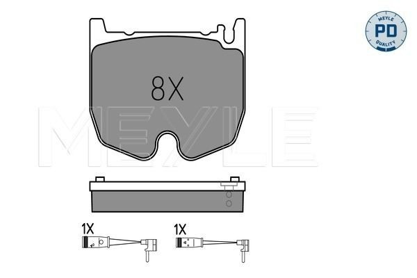MEYLE 025 235 4117/PD Brake pad set MEYLE-PD Quality, Front Axle, incl. wear warning contact, with anti-squeak plate