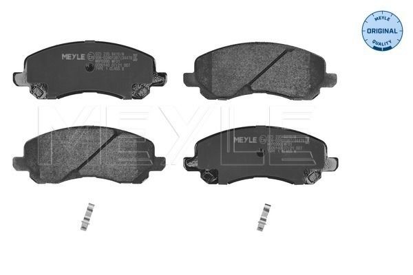 025 235 8416/W MEYLE Brake pad set CHRYSLER ORIGINAL Quality, Front Axle, with acoustic wear warning, with anti-squeak plate