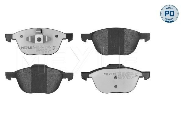 025 237 2318/PD MEYLE Brake pad set MAZDA MEYLE-PD Quality, Front Axle, excl. wear warning contact, with anti-squeak plate