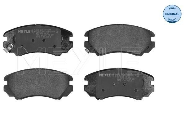 025 238 9116/W MEYLE Brake pad set HYUNDAI ORIGINAL Quality, Front Axle, with acoustic wear warning, with anti-squeak plate
