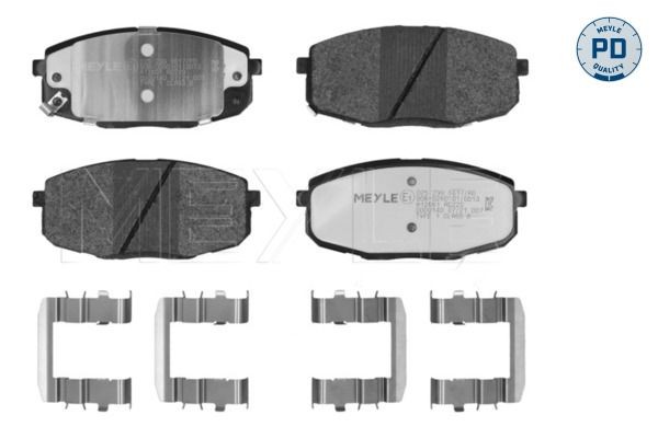 MEYLE 025 239 6617/PD Brake pad set MEYLE-PD Quality, Front Axle, with acoustic wear warning, with anti-squeak plate