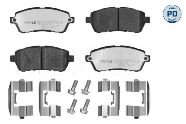 MEYLE 025 242 8316/PD Brake pad set MEYLE-PD Quality, Front Axle, with acoustic wear warning, with anti-squeak plate, with brake caliper screws, with accessories