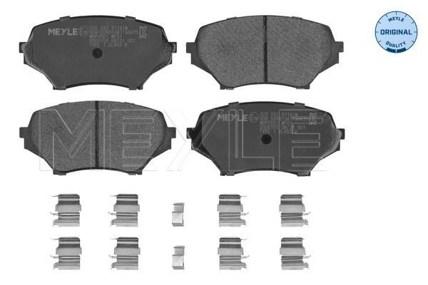 MEYLE 025 242 9714/W Brake pad set ORIGINAL Quality, Front Axle, with acoustic wear warning, with anti-squeak plate