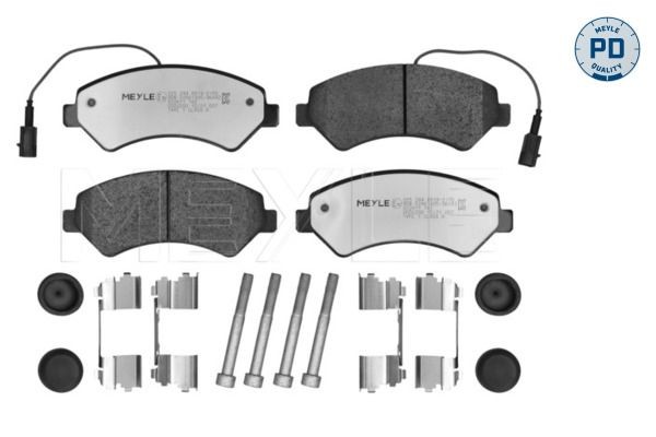 025 244 6619-2/PD MEYLE Brake pad set OPEL MEYLE-PD Quality, Front Axle, incl. wear warning contact, with anti-squeak plate, with brake caliper screws, with accessories