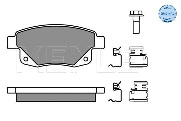 24486 MEYLE ORIGINAL Quality, Rear Axle, incl. wear warning contact, with anti-squeak plate Height: 53,6mm, Width: 122,8mm, Thickness: 17,3mm Brake pads 025 244 8617/W buy