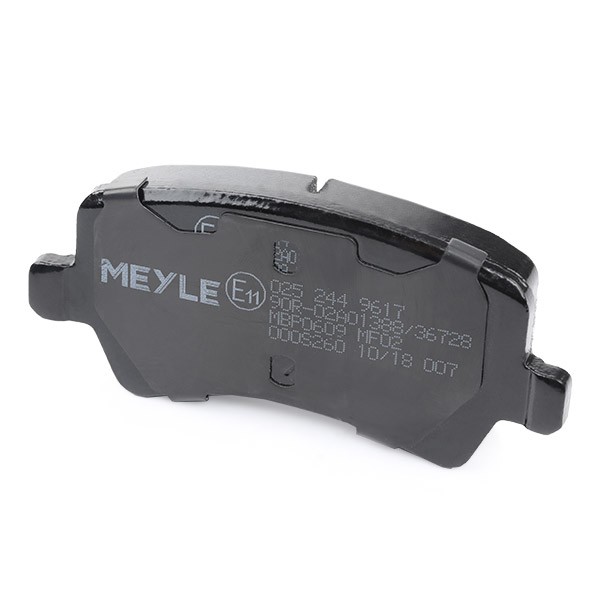 MEYLE 025 244 9617 Disc pads ORIGINAL Quality, Rear Axle, not prepared for wear indicator, with anti-squeak plate, with accessories