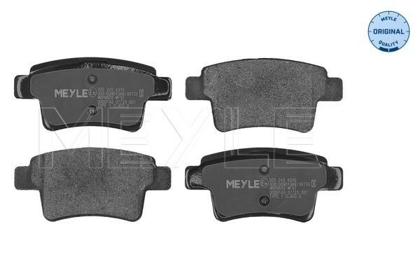 24540 MEYLE ORIGINAL Quality, Rear Axle, not prepared for wear indicator, with anti-squeak plate Height: 48,4mm, Width: 102mm, Thickness: 16,4mm Brake pads 025 245 4016 buy
