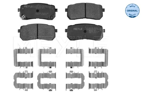025 245 5915/W MEYLE Brake pad set KIA ORIGINAL Quality, Rear Axle, with acoustic wear warning, with anti-squeak plate, with accessories