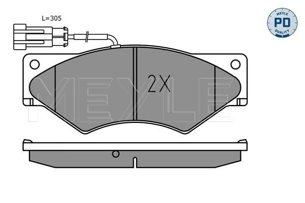025 291 0720/PD MEYLE Brake pad set IVECO Front Axle, incl. wear warning contact, with anti-squeak plate