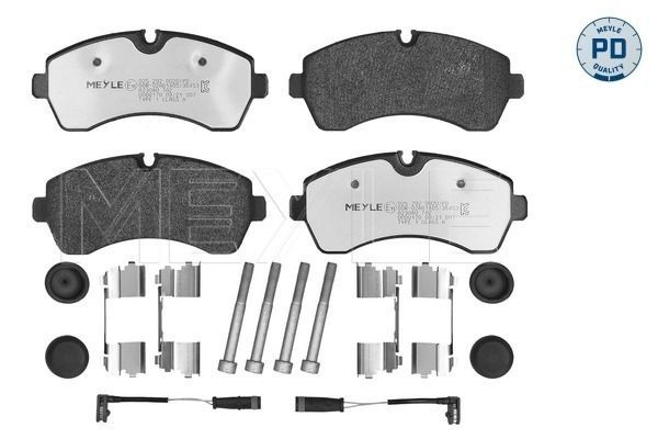 MEYLE 025 292 0020/PD Brake pad set MEYLE-PD Quality, Front Axle, incl. wear warning contact, with anti-squeak plate, with accessories