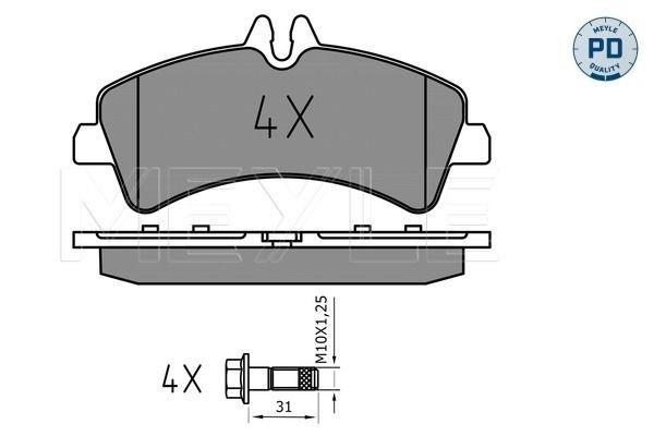 MEYLE 025 292 1720/PD Brake pad set MEYLE-PD Quality, Rear Axle, prepared for wear indicator, with anti-squeak plate
