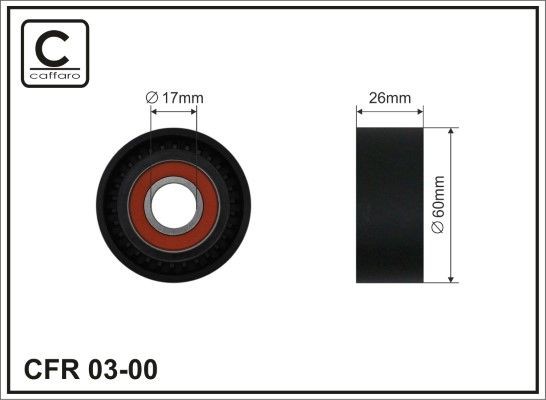 CAFFARO 03-00 Deflection / Guide Pulley, v-ribbed belt 93 160 256