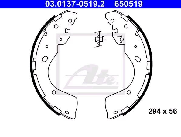 650519 ATE 294 x 56 mm, without lever Width: 56mm Brake Shoes 03.0137-0519.2 buy