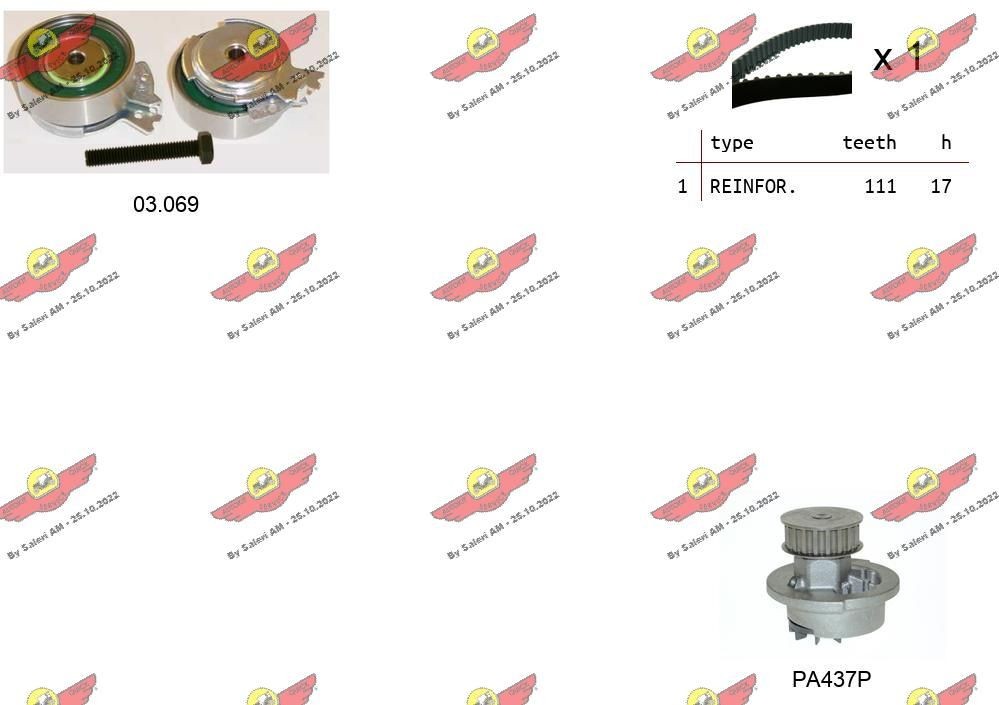 AUTOKIT 04.5004PA Timing belt kit Number of Teeth: 111, with belt