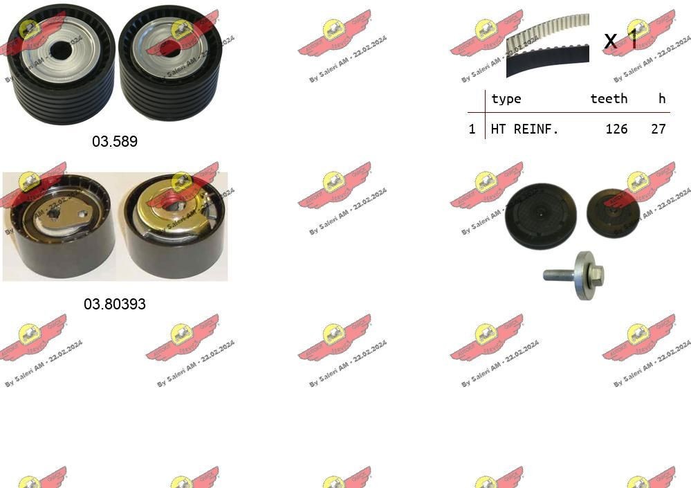 AUTOKIT idler hole/foro 10mm 04.5261 Timing belt kit Number of Teeth: 126, with belt