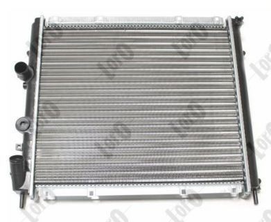 ABAKUS 042-017-0001 Engine radiator Aluminium, for vehicles without air conditioning, 480 x 433 x 42 mm, Manual Transmission