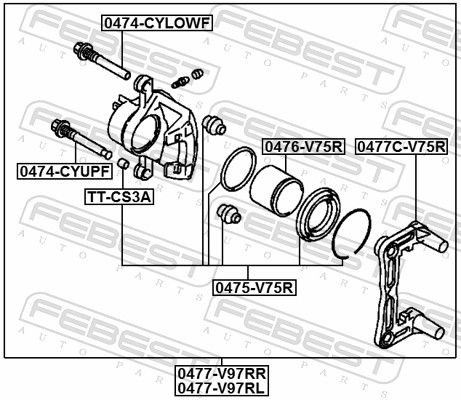 0475V75R Brake caliper service kit FEBEST 0475-V75R review and test
