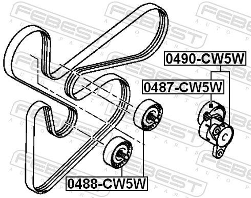 0490CW5W Belt Tensioner, v-ribbed belt FEBEST 0490-CW5W review and test