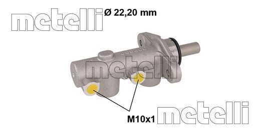 METELLI 05-0836 Brake master cylinder D1: 22,20 mm, Aluminium