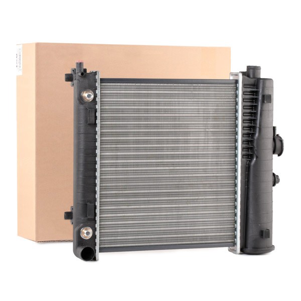 ABAKUS 054-017-0021 Engine radiator Aluminium, for vehicles without air conditioning, 435 x 365 x 32 mm, Automatic Transmission