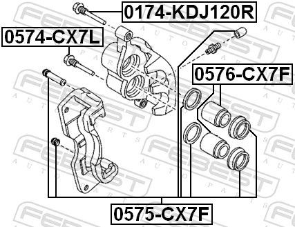 FEBEST Brake Caliper Rebuild Kit 0575-CX7F for MAZDA CX-7, CX-9