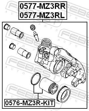 FEBEST Brake Caliper Rebuild Kit 0576-MZ3R-KIT