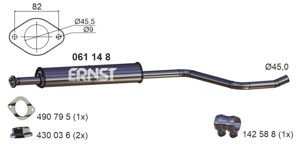 ERNST 061148 Middle silencer Opel Astra J Saloon 1.6 116 hp Petrol 2024 price