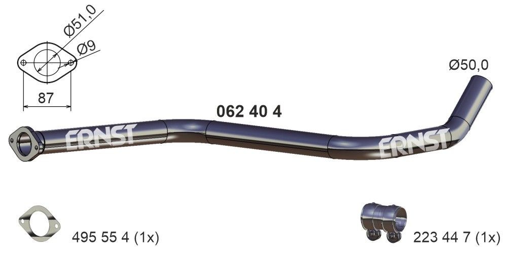 ERNST Length: 1040mm, Centre Exhaust Pipe 062404 buy
