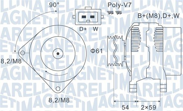 Original MAGNETI MARELLI MQA1143 Generator 063731143010 for VW TRANSPORTER